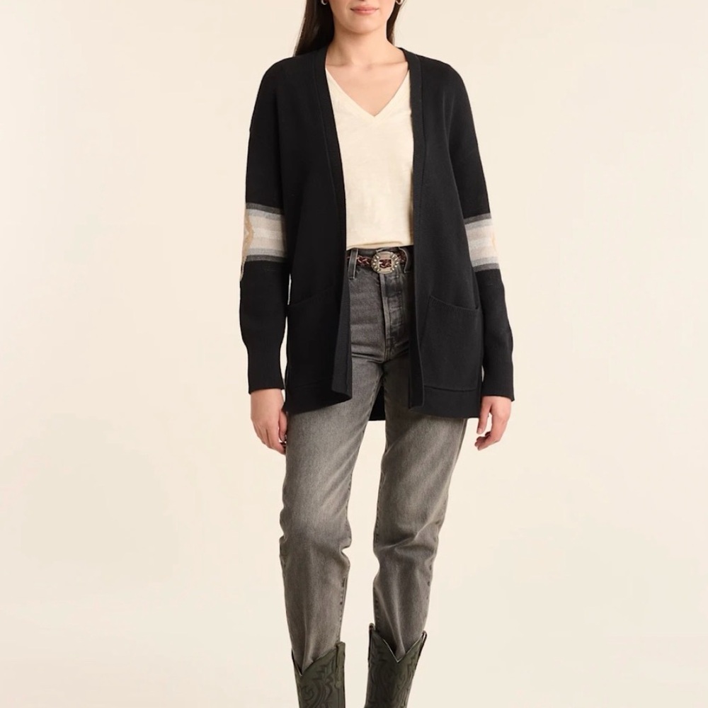 Pendleton Black & Beige Southwestern Open Cardigan - Picture 2 of 10